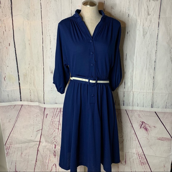 Vintage Dresses & Skirts - Vintage 60’s-70’s Navy Blue Dress Belt 14